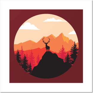 Deer Mountain Adventure Illustration Posters and Art